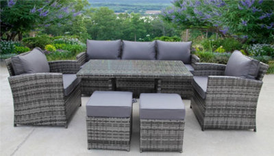 RATTAN WICKER CONSERVATORY OUTDOOR GARDEN FURNITURE DINING SET