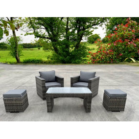 RATTAN WICKER GARDEN OUTDOOR 2 TWO SEATER SOFA CONSERVATORY FURNITURE PATIO COFFEE TABLE STOOLS STORAGE DINING SET GREY