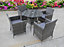 RATTAN WICKER GARDEN OUTDOOR WICKER BISTRO 4 FOUR GREY TABLE AND CHAIRS FURNITURE PATIO SET GREY