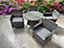 RATTAN WICKER GARDEN OUTDOOR WICKER BISTRO 4 FOUR GREY TABLE AND CHAIRS FURNITURE PATIO SET GREY
