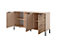Rave C Contemporary Sideboard Cabinet 3 Hinged Doors 3 Shelves Beige & Oak Viking Effect (H)820mm (W)1530mm (D)400mm