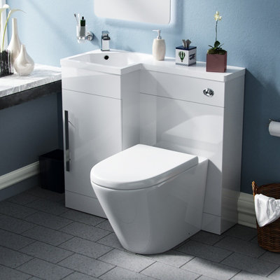 Raven Left Hand 900mm Vanity Basin Unit, WC Unit & Ellis Back to Wall ...