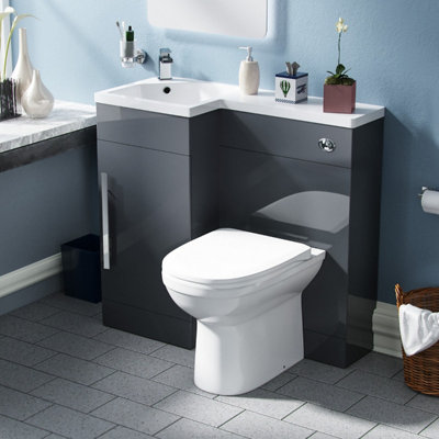 Raven LH 900mm Vanity Basin Unit, WC Unit & Welbourne Back to Wall