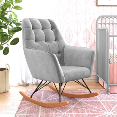 Raven Rocking Chair in Velvet Grey