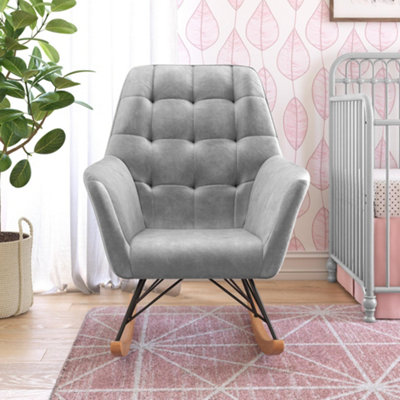 Raven Rocking Chair in Velvet Grey