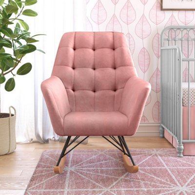 Raven Rocking Chair in Velvet Pink