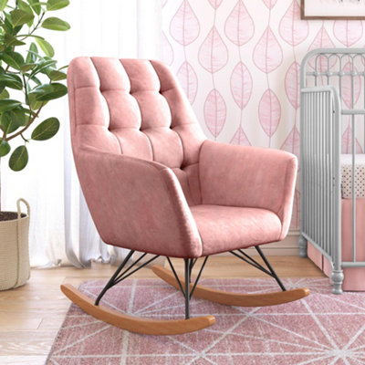 Raven Rocking Chair in Velvet Pink