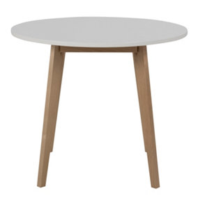 Raven Small Round Dining Table in White & Oak