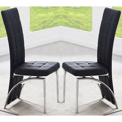 Ravenna Black Faux Leather Dining Chairs In Pair