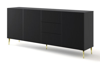Ravenna Chest of Drawers in Black and Gold Pin Legs - Modern Milled ...