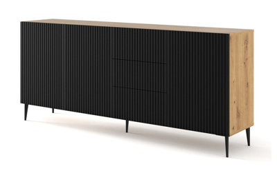 Ravenna Chest of Drawers in Oak Artisan and Black Pin Legs - Modern ...