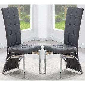 Ravenna Grey Faux Leather Dining Chairs In Pair
