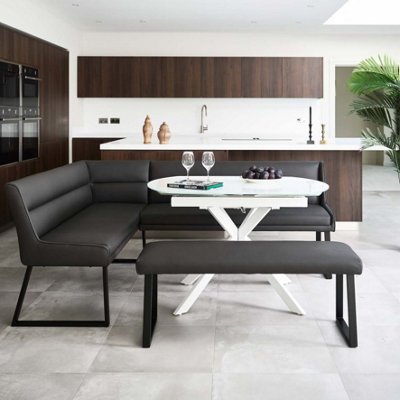 Ravenna Motion Table - White Paulo Benches - Anthracite - RHF