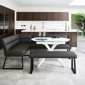 Ravenna Motion Table - White  Paulo Benches - Anthracite - RHF