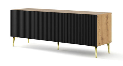 Ravenna TV Stand in Oak Artisan and Gold - Chic Milled & Foiled MDF ...