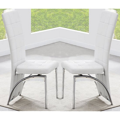 Ravenna White Faux Leather Dining Chairs In Pair