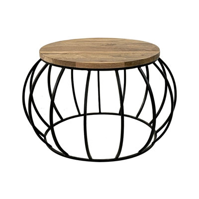 Ravi Round Coffee Table - Mango Wood/Iron - L58 x W58 x H45 cm - Mango Light Finish