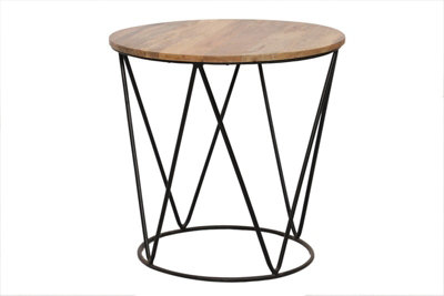 Ravi Side Large Table - Mango Wood/Iron - L51 x W51 x H50 cm - Light Finish