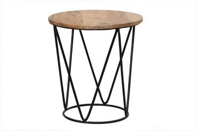 Ravi Side Table - Mango Wood/Iron - L41 x W41 x H45 cm - Light Finish