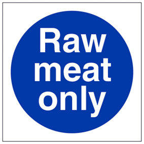 Raw Meat Only Mandatory Catering Sign - Adhesive Vinyl - 100x100mm (x3)