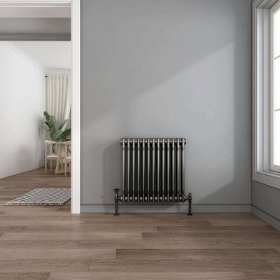 Raw Metal Horizontal Radiator Triple Column Cast Iron Style G-Rad - 600x600mm