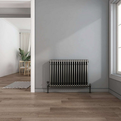 Raw Metal Horizontal Radiator Triple Column Cast Iron Style G-Rad - 600x820mm