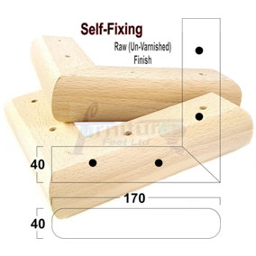 Raw Wood Corner Feet 45mm High Replacement Furniture Sofa Legs Self Fixing  Chairs Cabinets Beds Etc PKC321