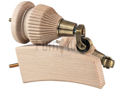 Raw Wood Replacement Furniture Legs 6 Inches with 2x Antique Brass Castors and 2x Back Feet 155mm High M8 Dowl Fixing