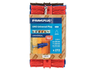 Rawlplug - Mixed UNO Plugs (Pack 272) + Drill Bit