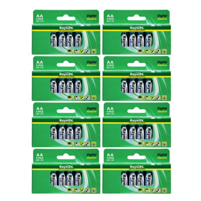 Raymax Digital Alkaline AA LR6 1.5V Batteries 8 Packs. Total of 64 Batteries