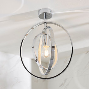 Rayon Chrome with Clear Faceted Acrylic Contemporary 1 Light Semi Flush Bathroom Ceiling Light