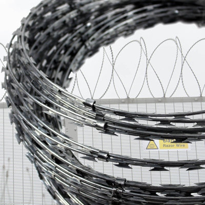 Razor Wire 65m long 10m Coiled Concertina Type Security Barbed Fencing ...