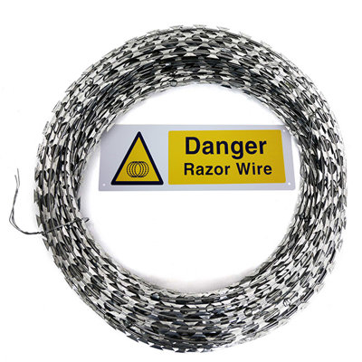 Razor Wire 65m long 10m Coiled Concertina Type Security Barbed Fencing ...
