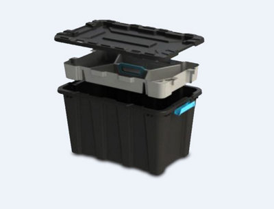 RB BOSS ECO 100L Recycled Plastic Storage Box with Lid & Tray - Heavy ...