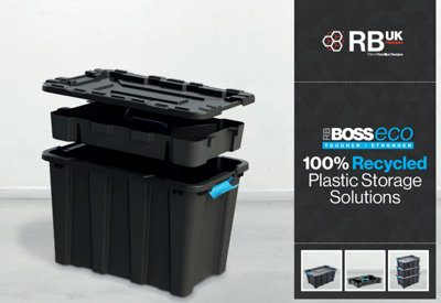RB BOSS ECO 25L Recycled Plastic Storage Box with Lid & Tray - Heavy ...