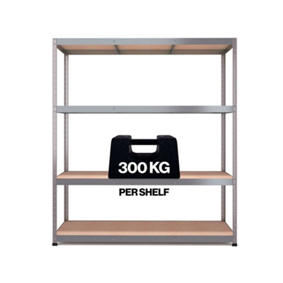 RB BOSS Garage Shelving Unit 4 Shelf MDF Galvanised Steel (H)1800mm (W)1600mm (D)600mm
