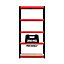RB BOSS Garage Shelving Unit 4 Shelf MDF Red & Black Powder Coated Steel (H)1800mm (W)900mm (D)300mm