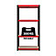 RB BOSS Garage Shelving Unit 4 Shelf MDF Red & Black Powder Coated Steel (H)1800mm (W)900mm (D)400mm