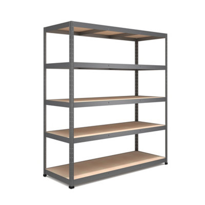 RB BOSS Garage Shelving Unit 5 Shelf MDF Galvanised Steel (H)1800mm (W)1600mm (D)600mm