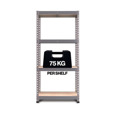 RB BOSS Garage Shelving Unit FastLok 4 Shelf MDF Galvanised Steel (H)1450mm (W)750mm (D)300mm