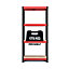 RB BOSS Garage Shelving Unit FastLok 4 Shelf MDF Red & Black Powder Coated Steel (H)1600mm (W)750mm (D)350mm