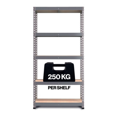 RB BOSS Garage Shelving Unit FastLok 5 Shelf MDF Galvanised Steel (H) 1800mm (W) 900mm (D) 300mm