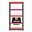 RB BOSS Garage Shelving Unit FastLok 5 Shelf MDF Red & Black Powder Coated Steel (H) 1800mm (W) 900mm (D) 300mm