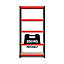 RB BOSS Garage Shelving Unit FastLok 5 Shelf MDF Red & Black Powder Coated Steel (H) 1800mm (W) 900mm (D) 400mm