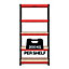 RB BOSS Garage Shelving Units FastLok 5 Shelf MDF Red & Black Powder Coated Steel (H)1800mm (W)900mm (D)450mm