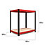 RB BOSS Garage Workbench 2 Shelf MDF Red & Black Powder Coated Steel Work Bench (H)900mm (W)900mm (D)600mm