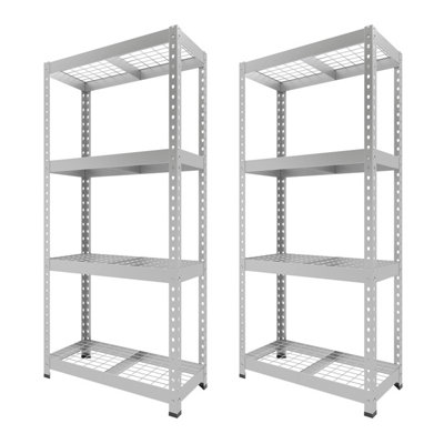 RB BOSS Outdoor Shelving Units FastLok 4 Shelf Galvanised Steel Unit (H)1600mm (W)750mm (D)350mm, Pack of 2