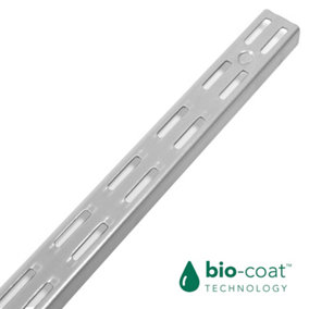 RBUK Twin Slot Uprights 1000mm Silver Antibacterial Bracket, Pack of 2