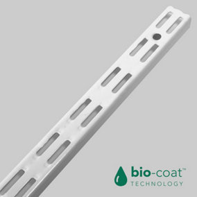 RBUK Twin Slot Uprights 1000mm White Antibacterial Bracket, Pack of 2