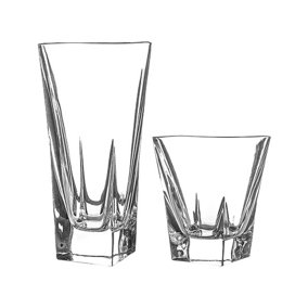 RCR Crystal - Fusion Glassware Set - Modern Cut Glass Cocktail Tumblers - 12pc
